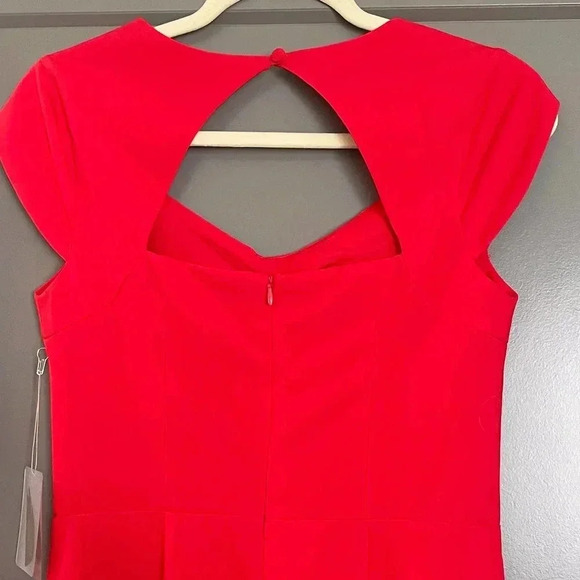 Forever 21 Womens Stretch V-Neck Cap Sleeve Sheath Dress Red Small NWT - Picture 6 of 11